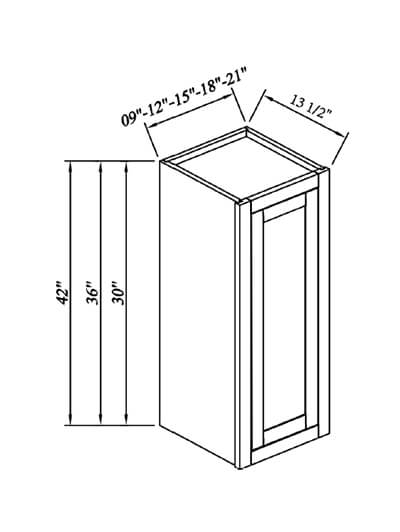 Inset White Slab Shaker Single Door Wall Cabinet 21”W*36”H*13 1/2”D