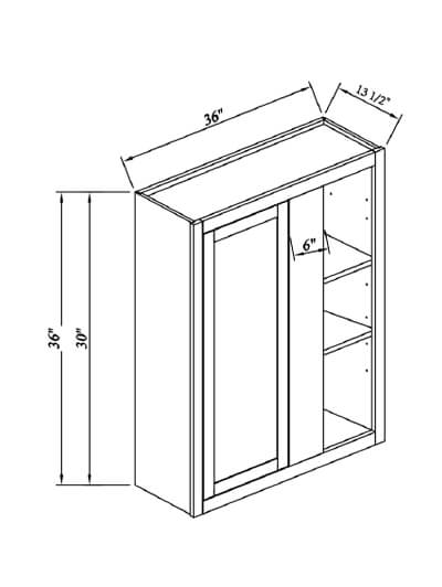 Inset White Slab Shaker Wall Blind Corner Cabinet 36”W*30”H*13 1/2”D