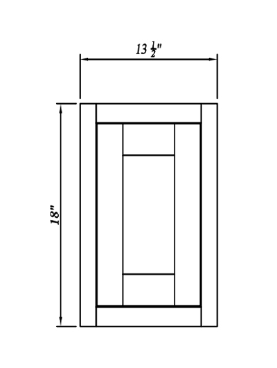 Inset White Slab Shaker Wall Deco Door Panel 13 1/2”W*18”H*3/4″THICK