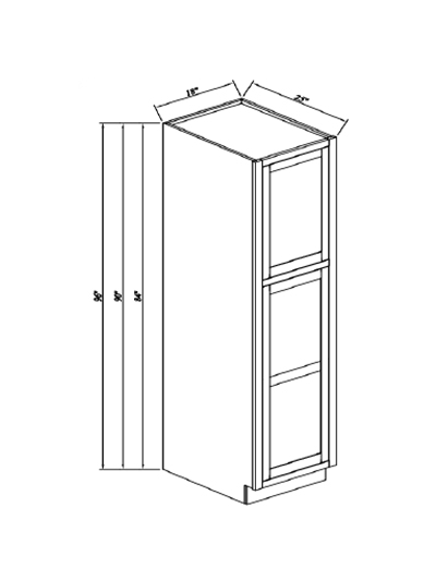 Inset Brown Slab Shaker Single Door Pantry Cabinet 18”W*96”H*25”D