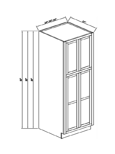 Inset White Slab Shaker Double Door Pantry Cabinet 30”W*84”H*25”D