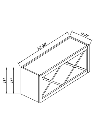 Inset White Slab Shaker Wall Wine Rack 36″W X 18″H X 13 1/2″D
