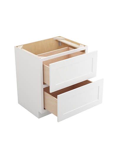 WS-2DB30: Shaker White 30″ Two Drawer Base Cabinet