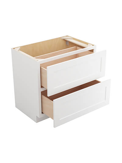 WS-2DB36: Shaker White 36″ Two Drawer Base Cabinet