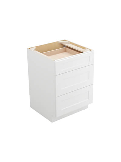 Shaker White 3db24 Three Drawer Base Closed