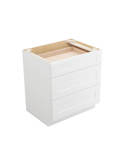 Shaker White 3db30 Three Drawer Base Closed