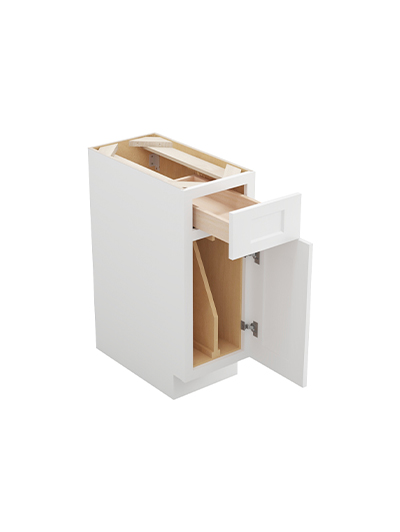 WS-B12TD: Shaker White 12″ Single Tray Divider Base Cabinet with Drawer