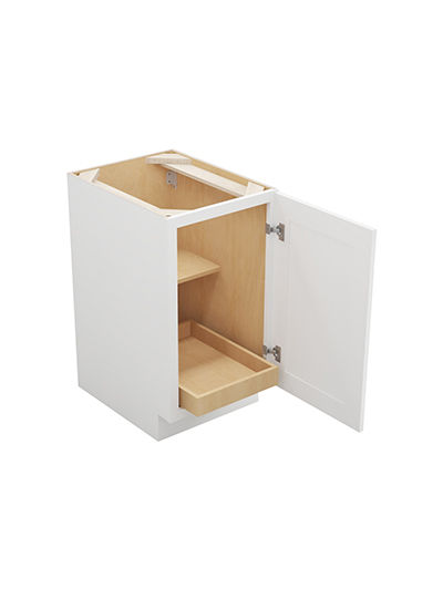 WS-B18FH1RS: Shaker White 18″ Single Full Height Door One Rollout Shelf Base Kit