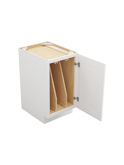 WS-B18FHTD: Shaker White 18″ Full Height Door Double Tray Divider Base Cabinet