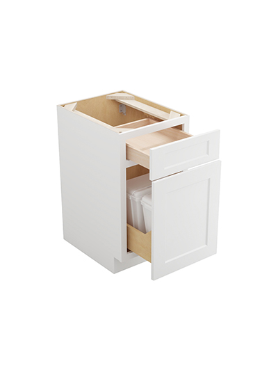 WS-B18TCPO: Shaker White Base with Double Trashcan Pullout