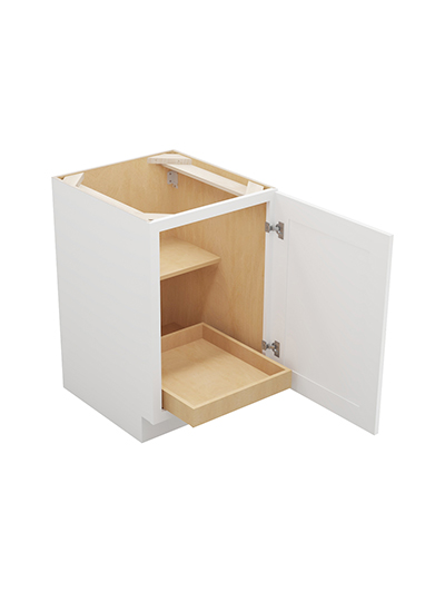WS-B21FH1RS: Shaker White 21″ Single Full Height Door One Rollout Shelf Base Kit