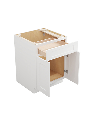 WS-B24: Shaker White 24″ Double Door Single Drawer Cabinet