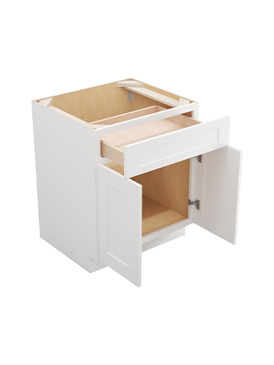 WS-B27: Shaker White 27″ Double Door Single Drawer Cabinet