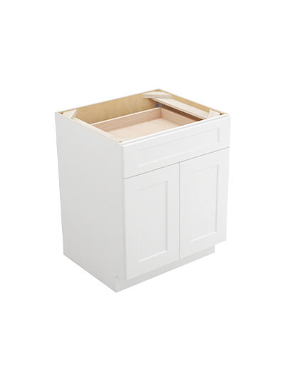Shaker White B272rs Double Door One Rollout Shelf Base Closed