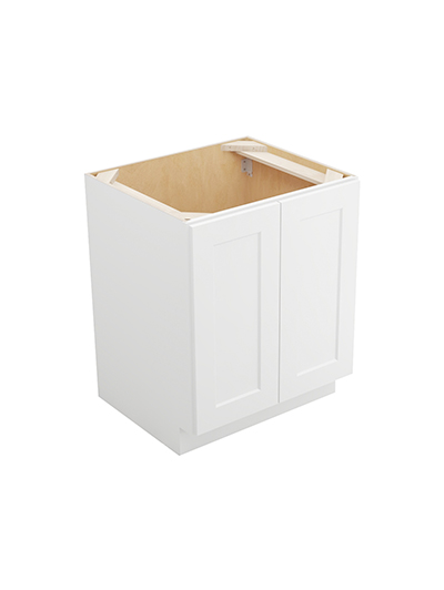 Shaker White B27fh2rs Double Full Height Two Rollout Shelf Base Closed