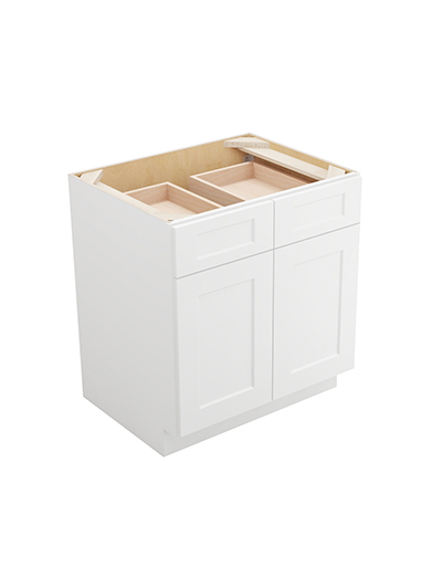Shaker White B301rs Double Door One Rollout Shelf Base Closed