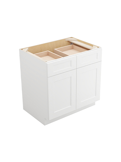 Shaker White B332rs Double Door Two Rollout Shelf Base Closed