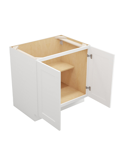 WS-B33FH: Shaker White 33″  Double Door Base Cabinet