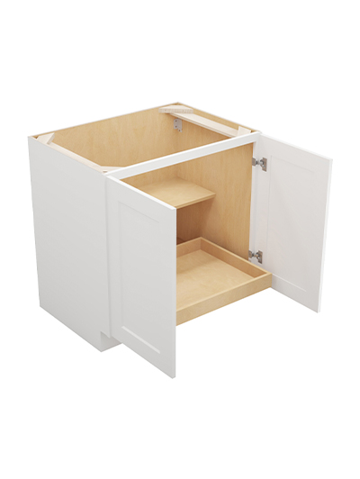 WS-B33FH1RS: Shaker White 33″ Double Full Height Door One Rollout Shelf Base Kit