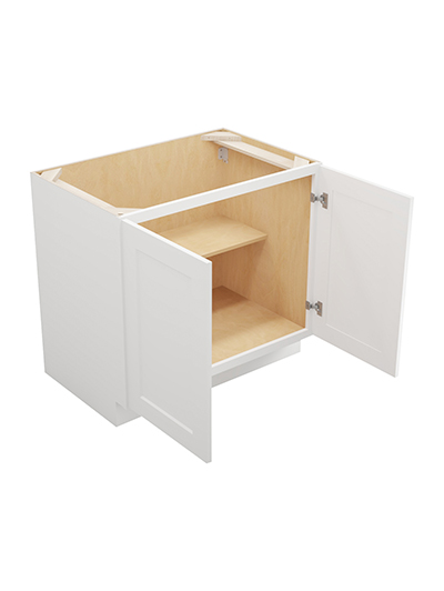 WS-B36FH:Shaker White 36″  Double Door Base Cabinet