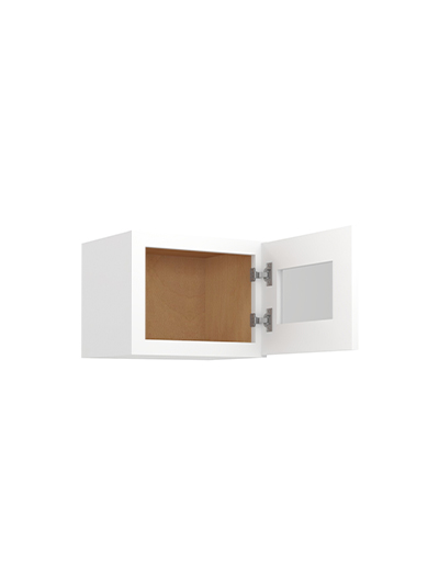 WS-W1512GD: Shaker White 15″ Glass Door Wall Stacker Cabinet Single Door 12″ H