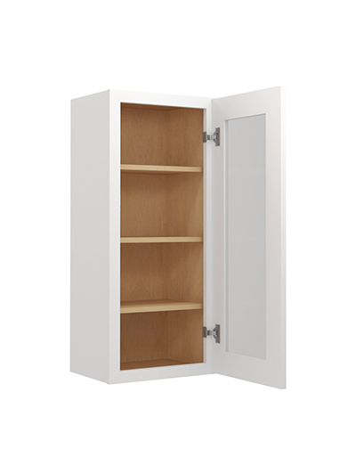 WS-W1536GD: Shaker White 15″ Glass Door Wall Cabinet Single Door 36″ Tall