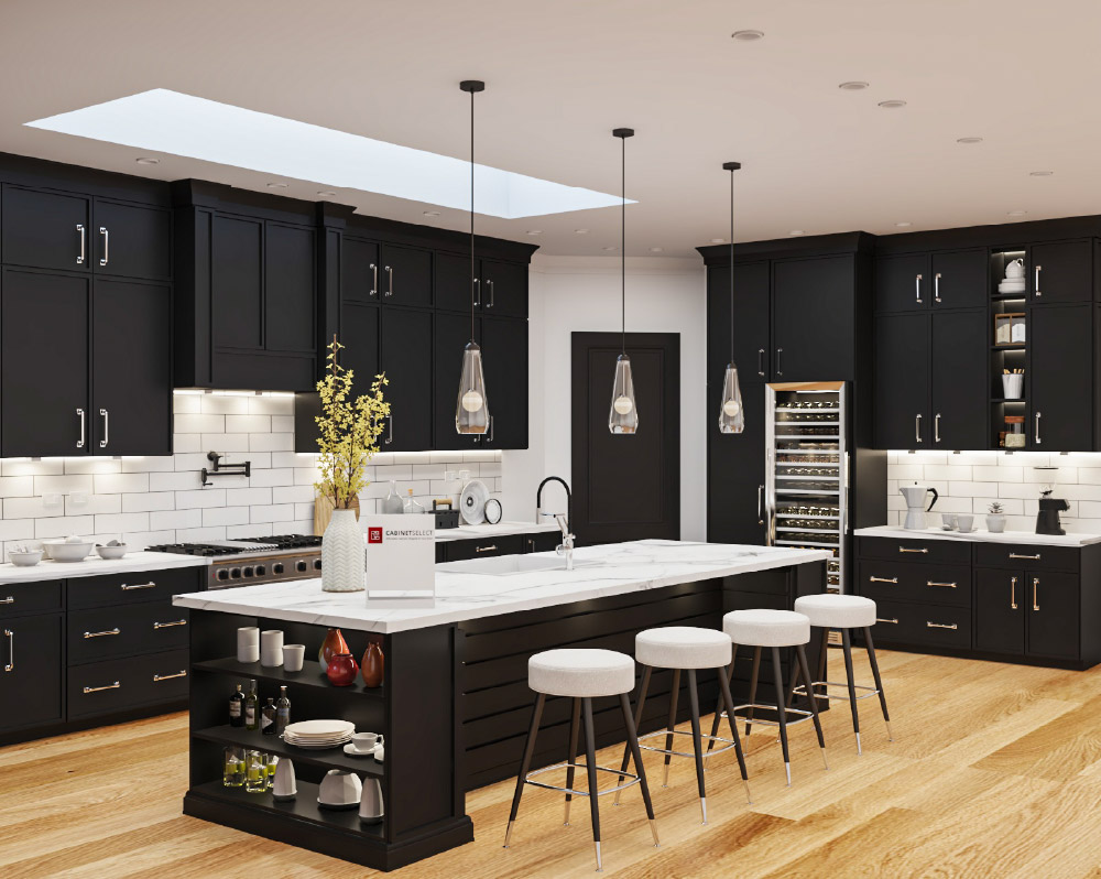 Avalon Slim Shaker Black Kitchen Cabinets | Kitchen Design Inspiration | Cabinetselect.com