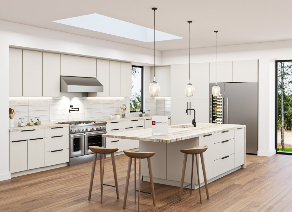 Cashmere Matte European Frameless Cabinets | Kitchen Design Inspiration | Cabinetselect.com