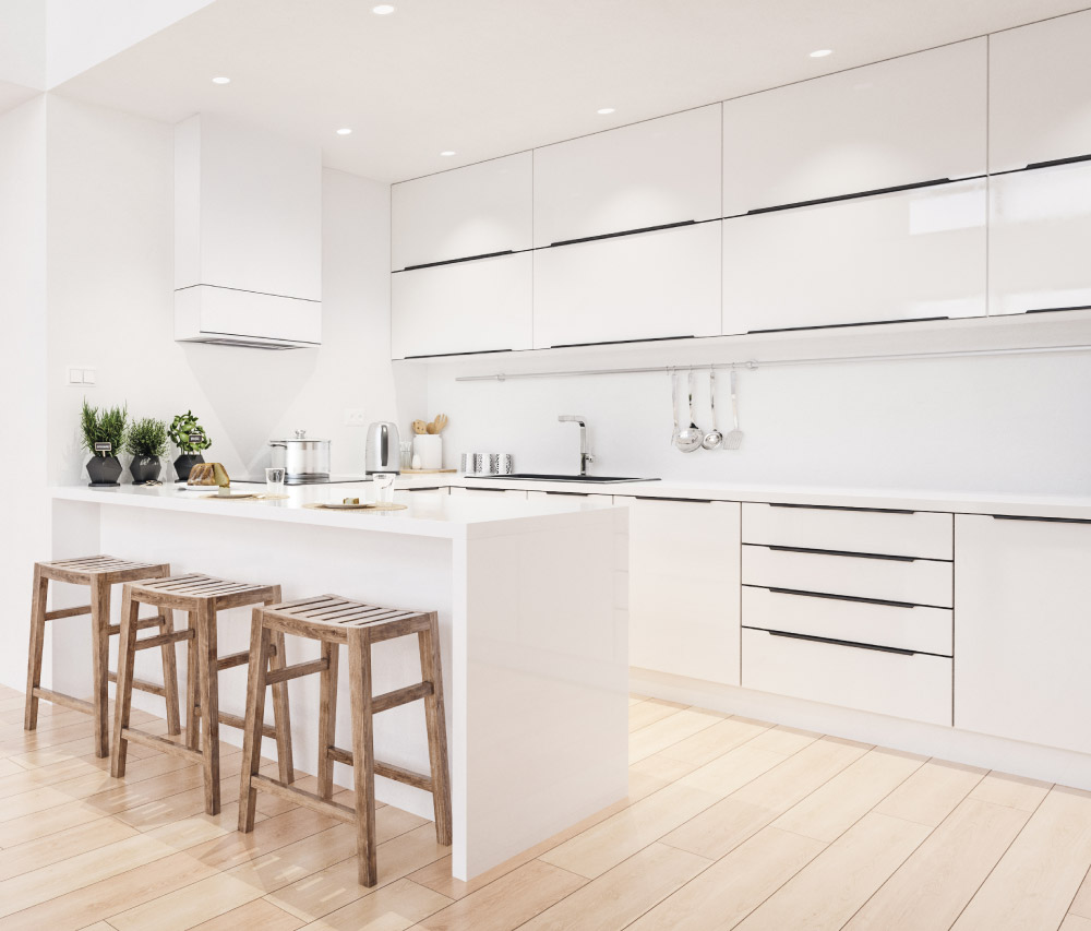 Frameless White Gloss Modern Kitchen | Kitchen Design Inspiration | Cabinetselect.com