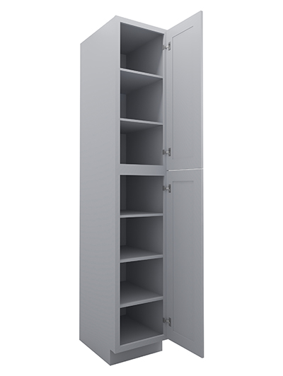 Lait Grey Shaker 15 in. W x 24 in. D x 96 in. H Double Door Pantry Cabinet