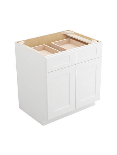 Shaker White B302rs Double Door Two Rollout Shelf Base Closednew