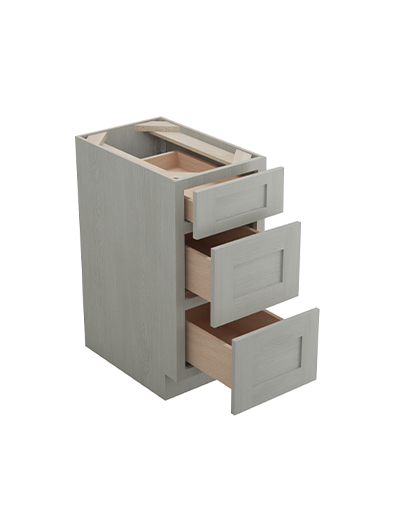 AN-DB15(3): Nova Light Grey Shaker 15″ 3 Drawer Base Cabinet