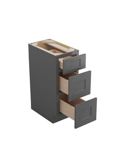 SG-3VDB12: Shaker Grey 12″ Vanity Drawer Base