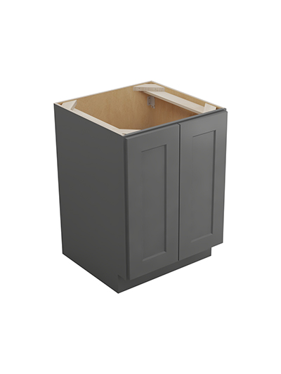 Shaker Grey B24fh3rs Double Full Height Three Rollout Shelf Base Closed