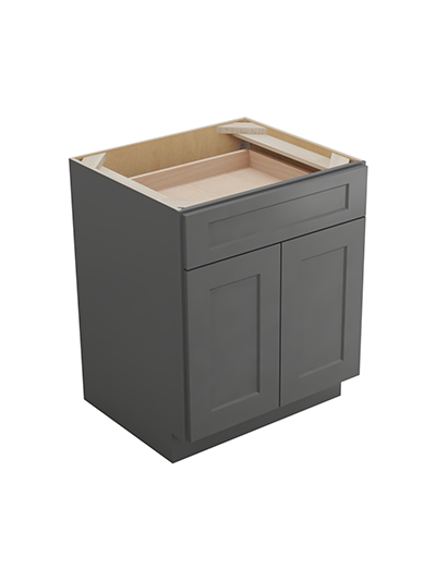 Shaker Grey B272rs Double Door Two Rollout Shelf Base Closed