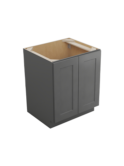 Shaker Grey B27fh3rs Double Full Height Three Rollout Shelf Base Closed