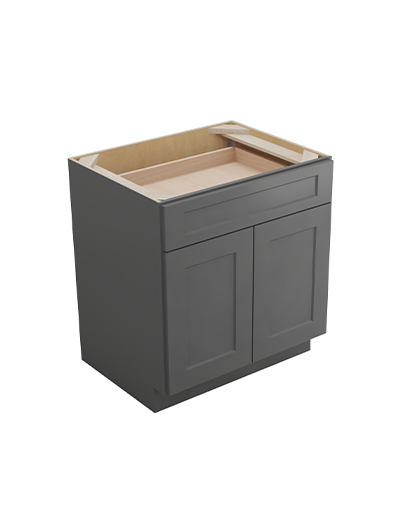 Shaker Grey B302rs Double Door Two Rollout Shelf Base Closed