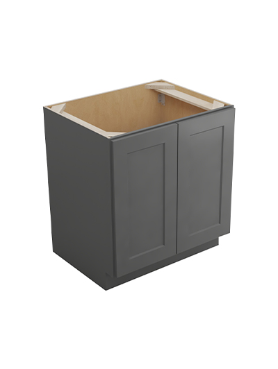 Shaker Grey B30fh3rs Double Full Height Three Rollout Shelf Base Closed