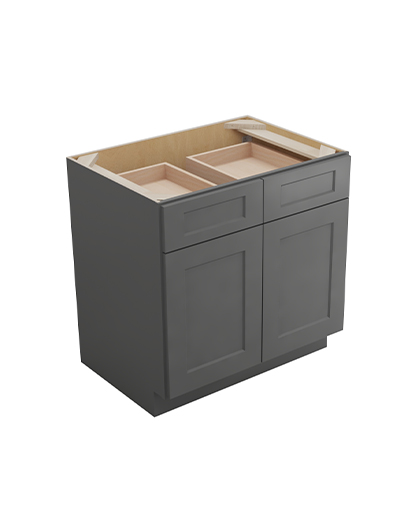 Shaker Grey B332rs Double Door Two Rollout Shelf Base Closed