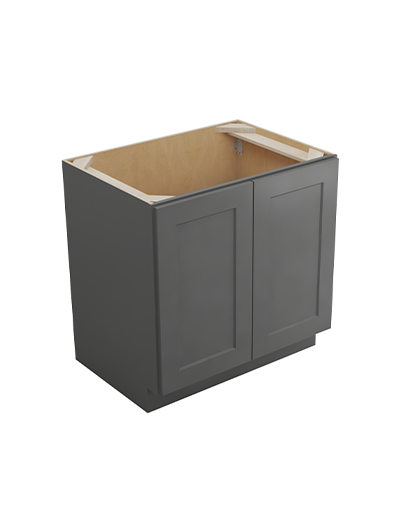 Shaker Grey B33fh3rs Double Full Height Three Rollout Shelf Base Closed