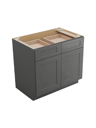 Shaker Grey B362rs Double Door Two Rollout Shelf Base Closed