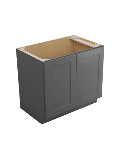 Shaker Grey B36fh3rs Double Full Height Three Rollout Shelf Base Closed
