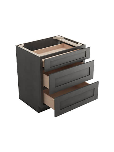 AG-DB30(3): Greystone Shaker 30″ 3 Drawer Base Cabinet