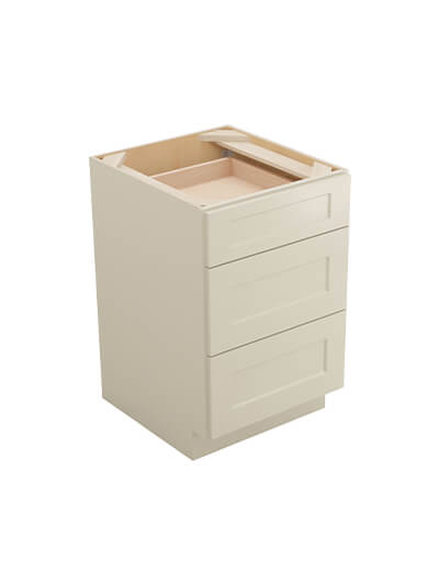 Shaker Antique White 3db21 Three Drawer Base Closed