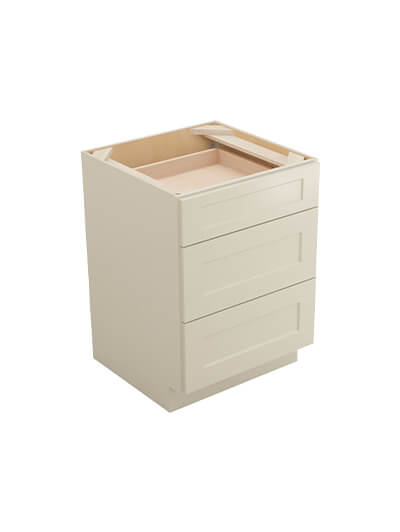 Shaker Antique White 3db24 Three Drawer Base Closed