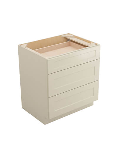Shaker Antique White 3db30 Three Drawer Base Closed