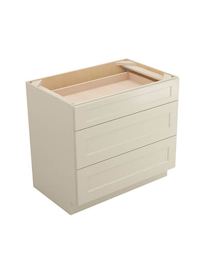 Shaker Antique White 3db36 Three Drawer Base Closed