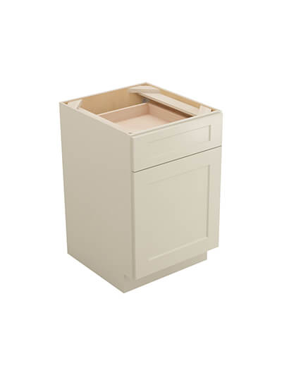 Shaker Antique White B212rs Single Drawer Two Rollout Shelf Base Closed