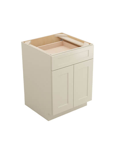 Shaker Antique White B24 Double Door Single Drawer Cabinet Closed