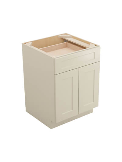 Shaker Antique White B242rs Single Drawer Two Rollout Shelf Base Closed
